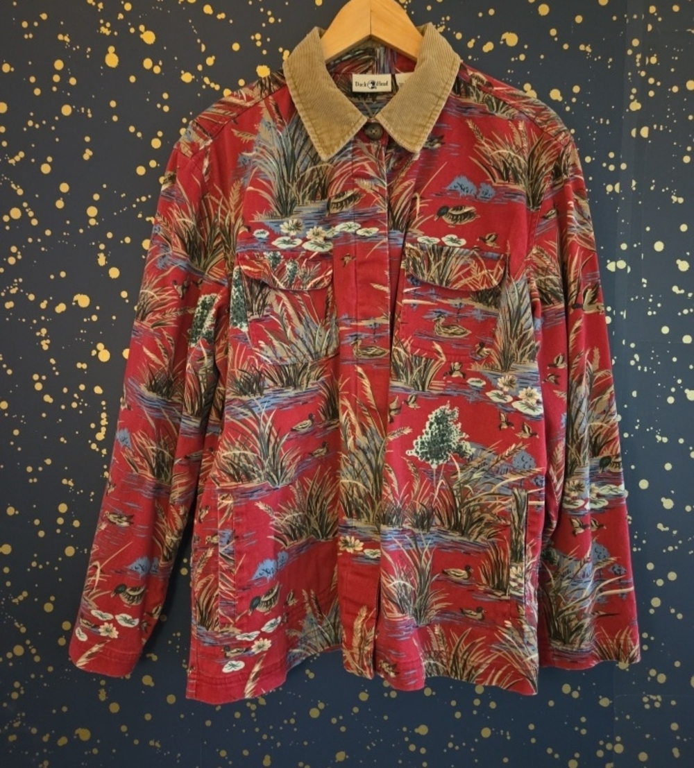 Vintage DUCK HEAD Duck Pond Nature Print Barn Jacket Chore Coat Womens Size M